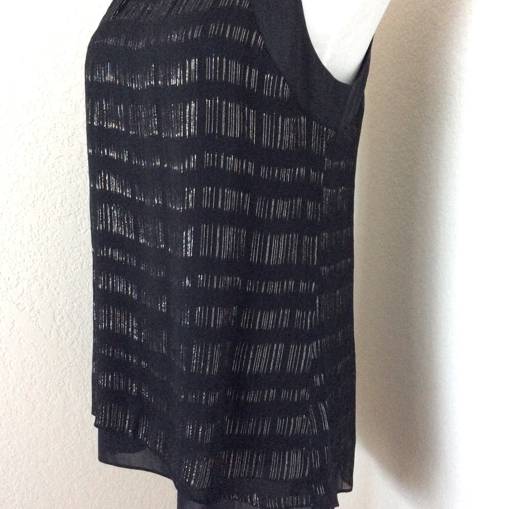 Silk top White House Bl Market Tunic silk top halter style black gold metallic - Picture 3 of 6